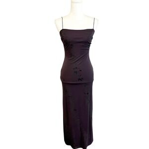 VTG Charlotte Russe Womens Y2K Long Dress Purple Floral Print Whimsigoth 90s